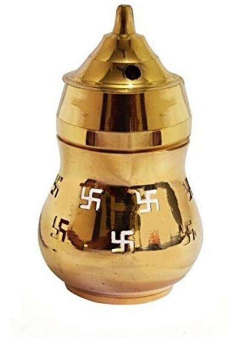 Dalvkot Camphor Lamp with Diya Aroma Incense Burnner Oil Lamp Diffuser Brass Table Diya(Height 6 inch) - Indya