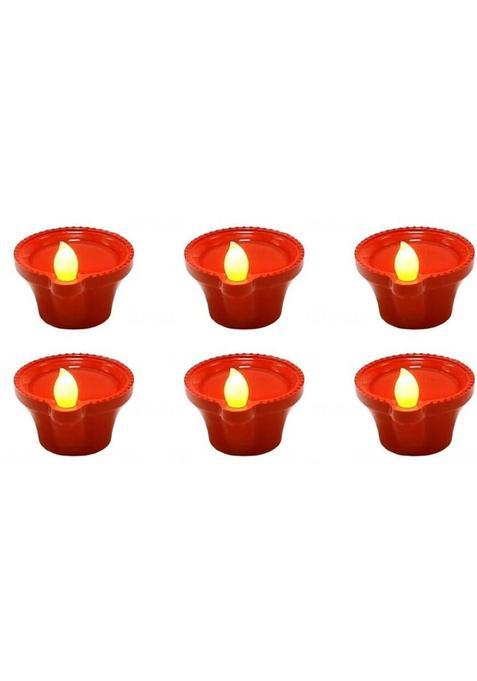 Ryme Water Sensor Diya Flameless & Smokeles Plastic (Pack of 6) Table Diya(Height 2 inch)