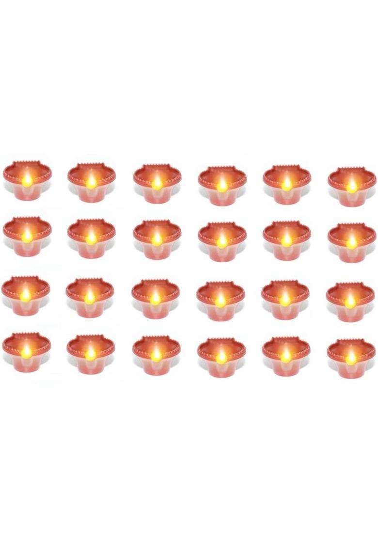 Da Novira Water Sensor Reusable Led Diyas for Home DecorFestivals Decoration Diwali Light Plastic (Pack of 24) Table Diya(Height 1.5 inch) - Indya