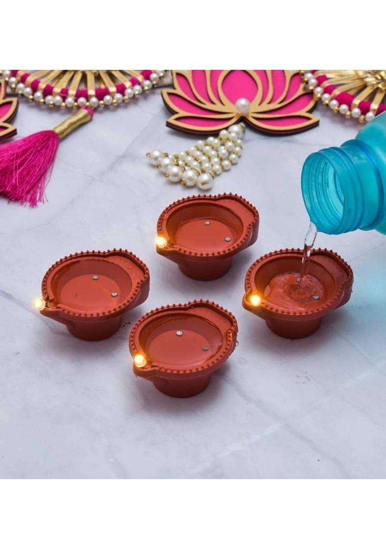Da Novira Water Sensor Reusable Led Diyas for Home DecorFestivals Decoration Diwali Light Plastic (Pack of 24) Table Diya(Height 1.5 inch) - Indya