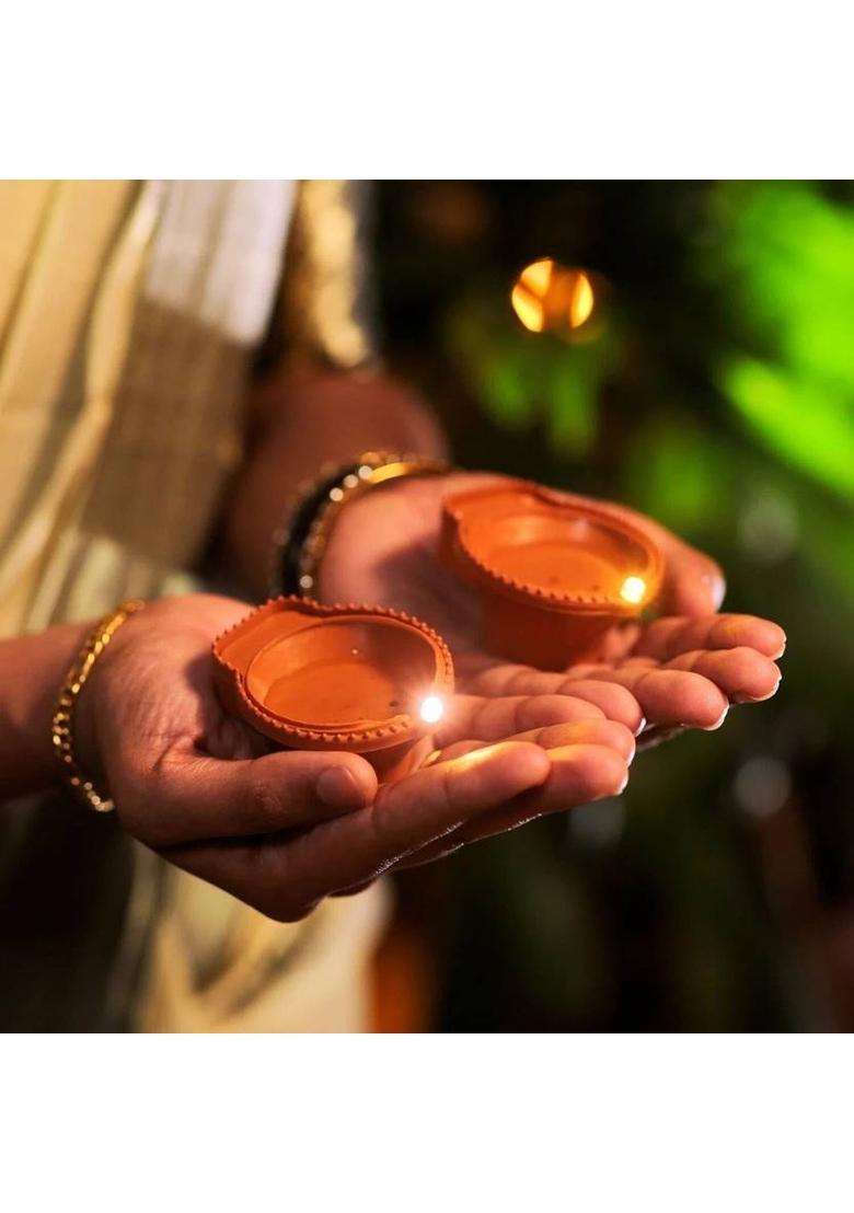 Da Novira Water Sensor Reusable Led Diyas for Home DecorFestivals Decoration Diwali Light Plastic (Pack of 24) Table Diya(Height 1.5 inch) - Indya