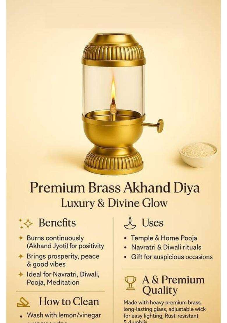 CW Crafts World Designer Akhand Diya for Home and Puja room Iron Glass Table Diya Iron Table Diya(Height 5 inch) - Indya