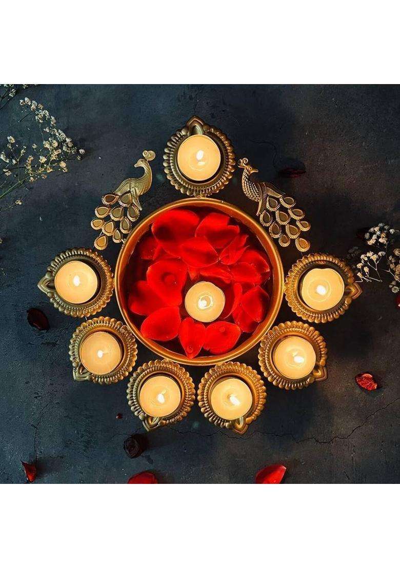 EVERYTHING EXPORTS Peacock Shape Urli Diya for Home Decor Diwali Iron Table Diya(Height 3 inch) - Indya