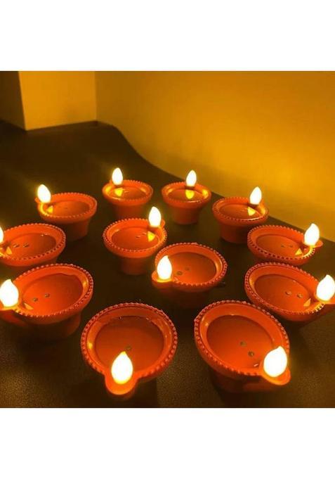 Raga Plus Water Sensor Led Light Diyas/Deepak Festive Decor (Brown Pack of 6) Plastic (Pack of 11) Table Diya Set(Height 2 inch)