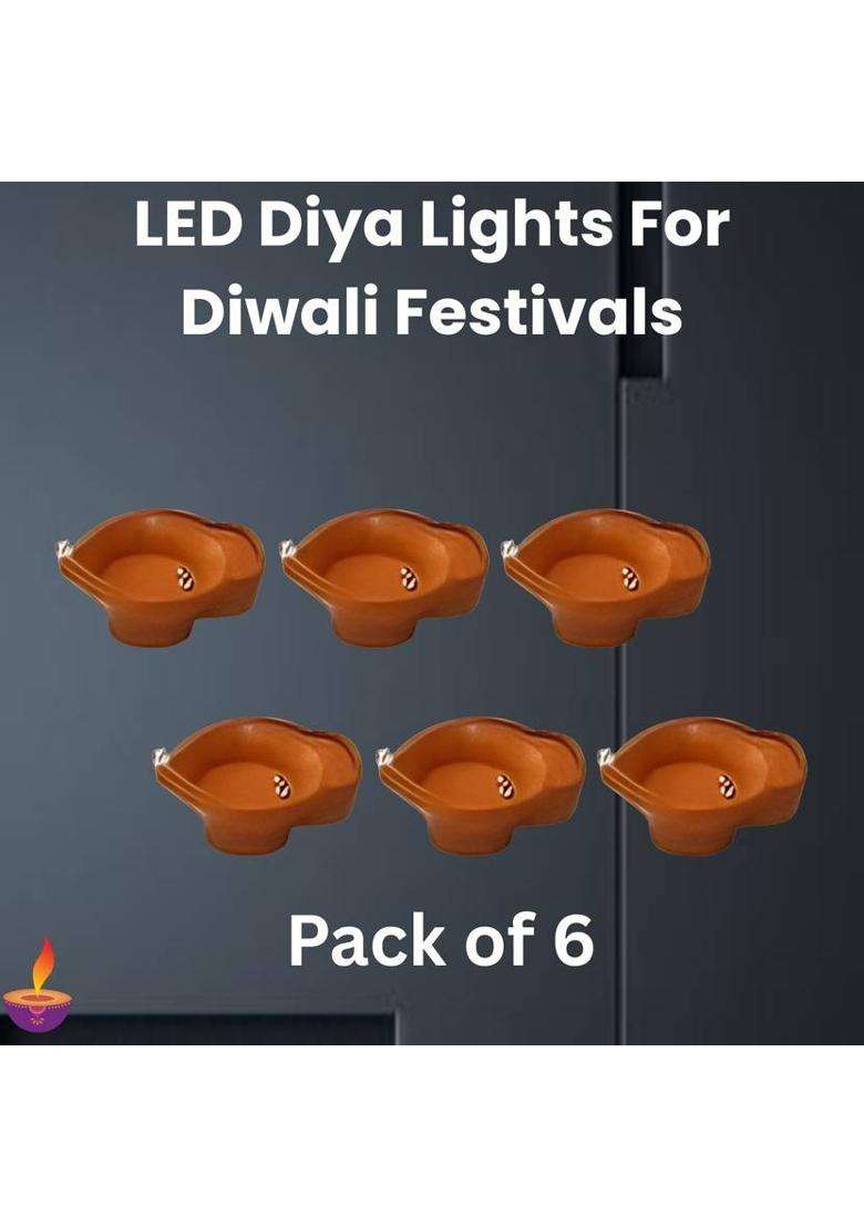 YAROH Water Sensor Diyas Electric Flameless LED Candle Light for Home Dcor/DiwaliC429 Candle(Brown Pack of 6) - Indya
