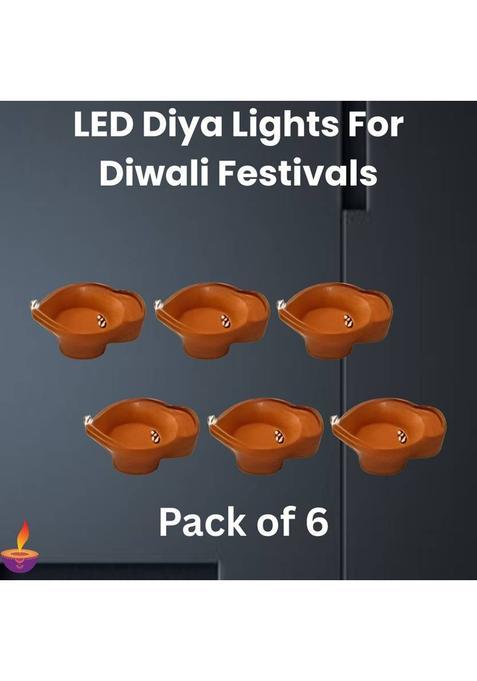YAROH Water Sensor Diyas Electric Flameless LED Candle Light for Home Dcor/DiwaliC429 Candle(Brown Pack of 6)