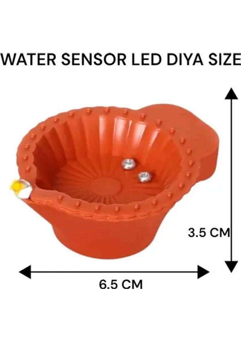 Daiwik Led Smokeless and Flameless Diya Light With Liquid Sensor Plastic (Pack of 12) Table Diya Set(Height 1.5 inch) - Indya