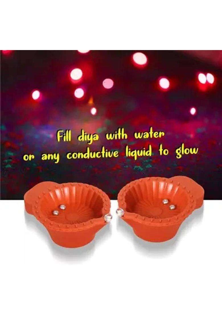 Daiwik Led Smokeless and Flameless Diya Light With Liquid Sensor Plastic (Pack of 12) Table Diya Set(Height 1.5 inch) - Indya