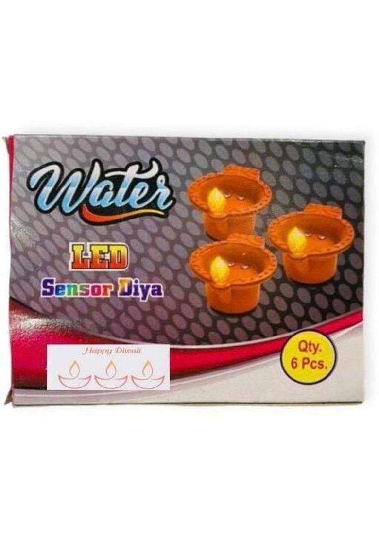 ADM Led Water Sensor Diya Set Plastic (Pack of 6) Table Diya Set(Height 13.5 inch) - Indya
