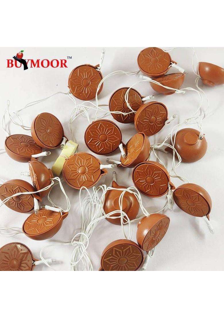 GIFTMOOR Flameless and Smokeless Traditional Diya Plastic LED for Festival Lighting Plastic Hanging Diya Set(Height 8 inch) - Indya