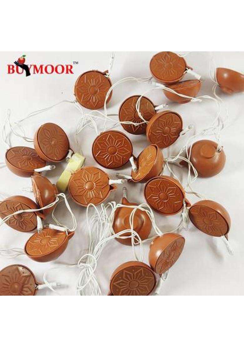GIFTMOOR Flameless and Smokeless Traditional Diya Plastic LED for Festival Lighting Plastic Hanging Diya Set(Height 8 inch) - Indya