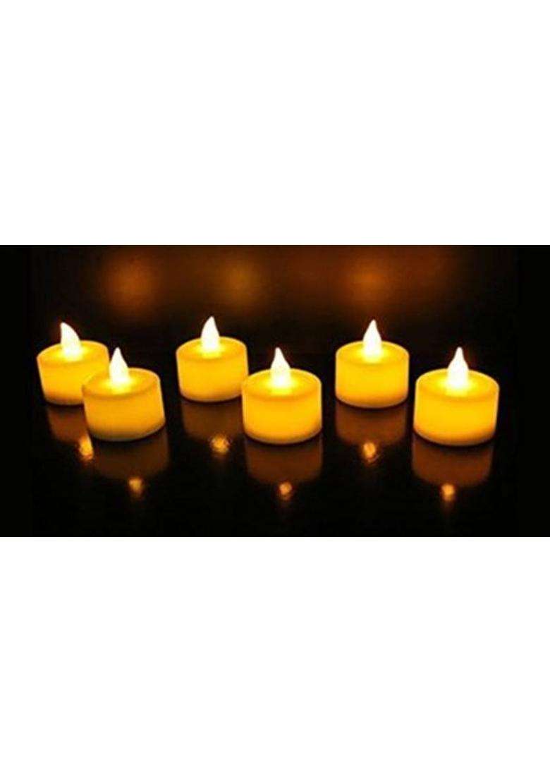 Satyam Kraft Flameless & Smokeless Decorative Candles Led Tea Light Perfect for Diwali decor. Microfibre (Pack of 6) Table Diya Set(Height 2 inch) - Indya