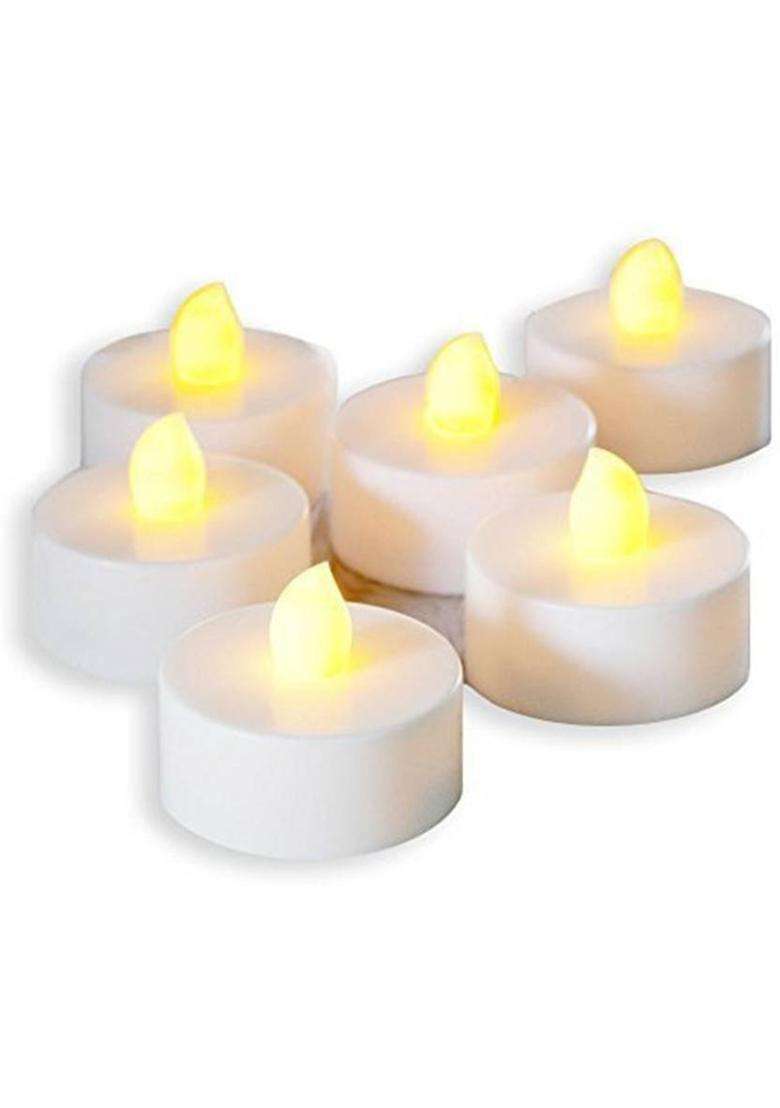 Satyam Kraft Flameless & Smokeless Decorative Candles Led Tea Light Perfect for Diwali decor. Microfibre (Pack of 6) Table Diya Set(Height 2 inch) - Indya