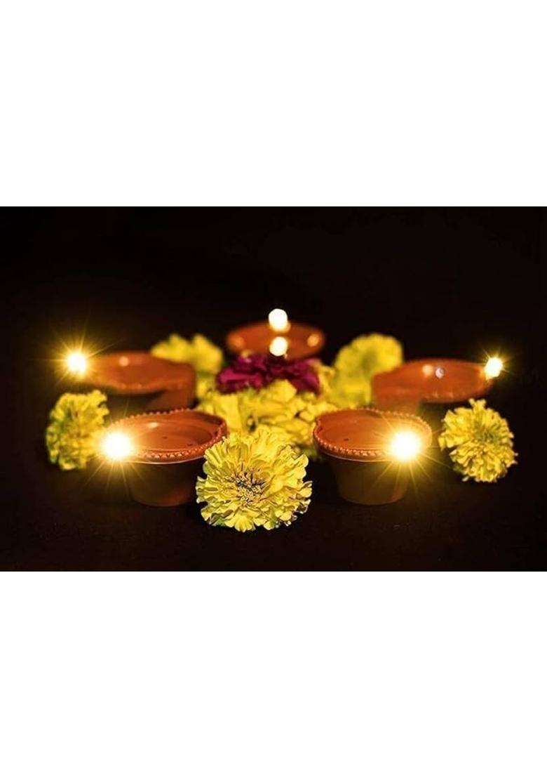 NPN Water Sensor Traditional Diya Battery Operated Flameless & Smokeless LED Diyas Plastic (Pack of 6) Table Diya Set(Height 1.5 inch) - Indya