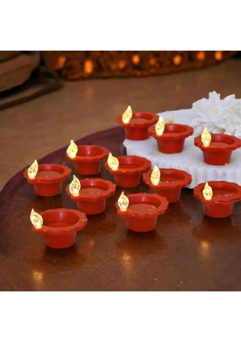 Firage Water Sensor LED Diya Eco-Friendly Led Diyas Candle Warmt Lights for Home Decor Plastic (Pack of 6) Table Diya Set(Height 2 inch) - Indya