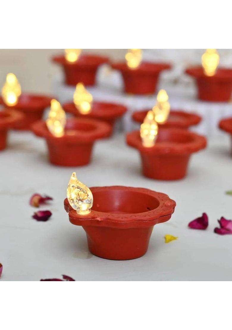 Firage Water Sensor LED Diya Eco-Friendly Led Diyas Candle Warmt Lights for Home Decor Plastic (Pack of 6) Table Diya Set(Height 2 inch) - Indya
