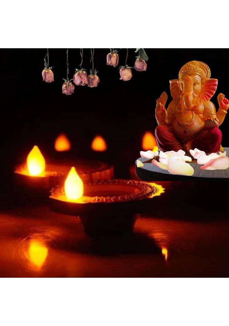 Firage Water Sensor LED Diya Eco-Friendly Led Diyas Candle Warmt Lights for Home Decor Plastic (Pack of 6) Table Diya Set(Height 2 inch) - Indya