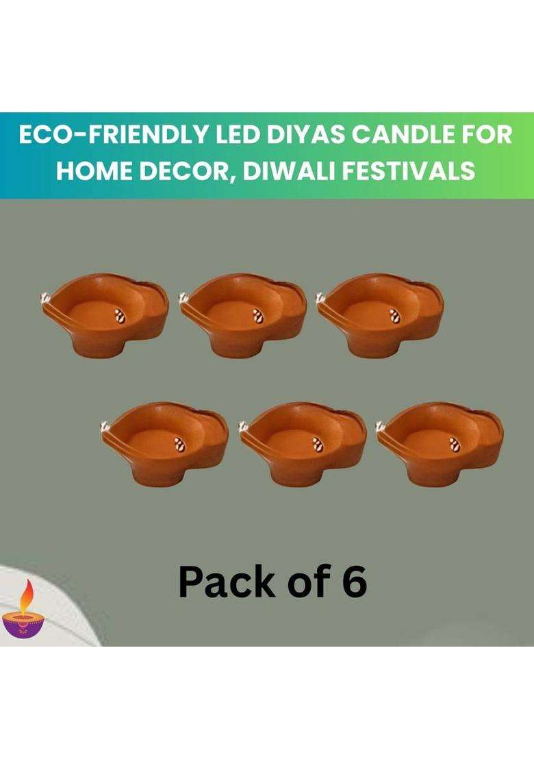 YAROH Water Sensor Diyas Electric Flameless LED Candle Light for Home Dcor/DiwaliX248 Candle(Brown Pack of 6) - Indya
