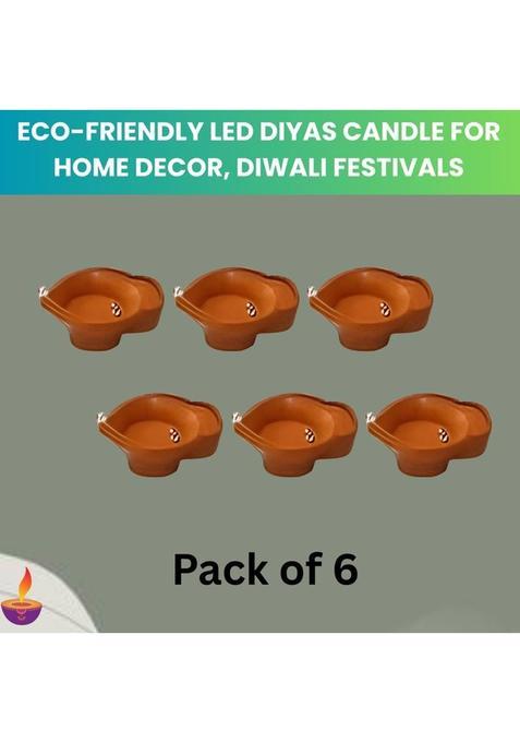 YAROH Water Sensor Diyas Electric Flameless LED Candle Light for Home Dcor/DiwaliX248 Candle(Brown Pack of 6)