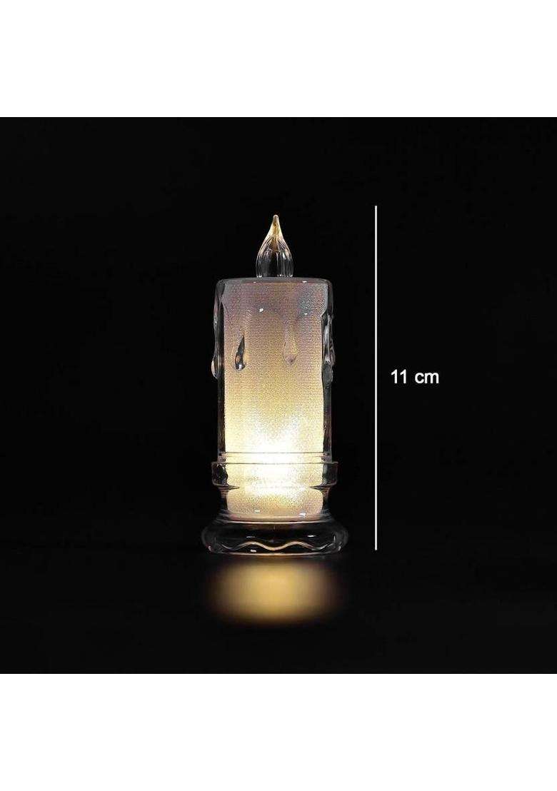 DeoDap Big Flameless Melted Design Candle Set Perfect for Diwali Decoration Candle(White Pack of 1) - Indya