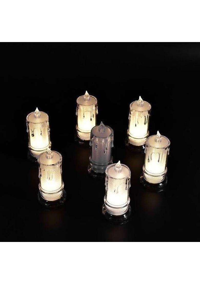 DeoDap Big Flameless Melted Design Candle Set Perfect for Diwali Decoration Candle(White Pack of 1) - Indya