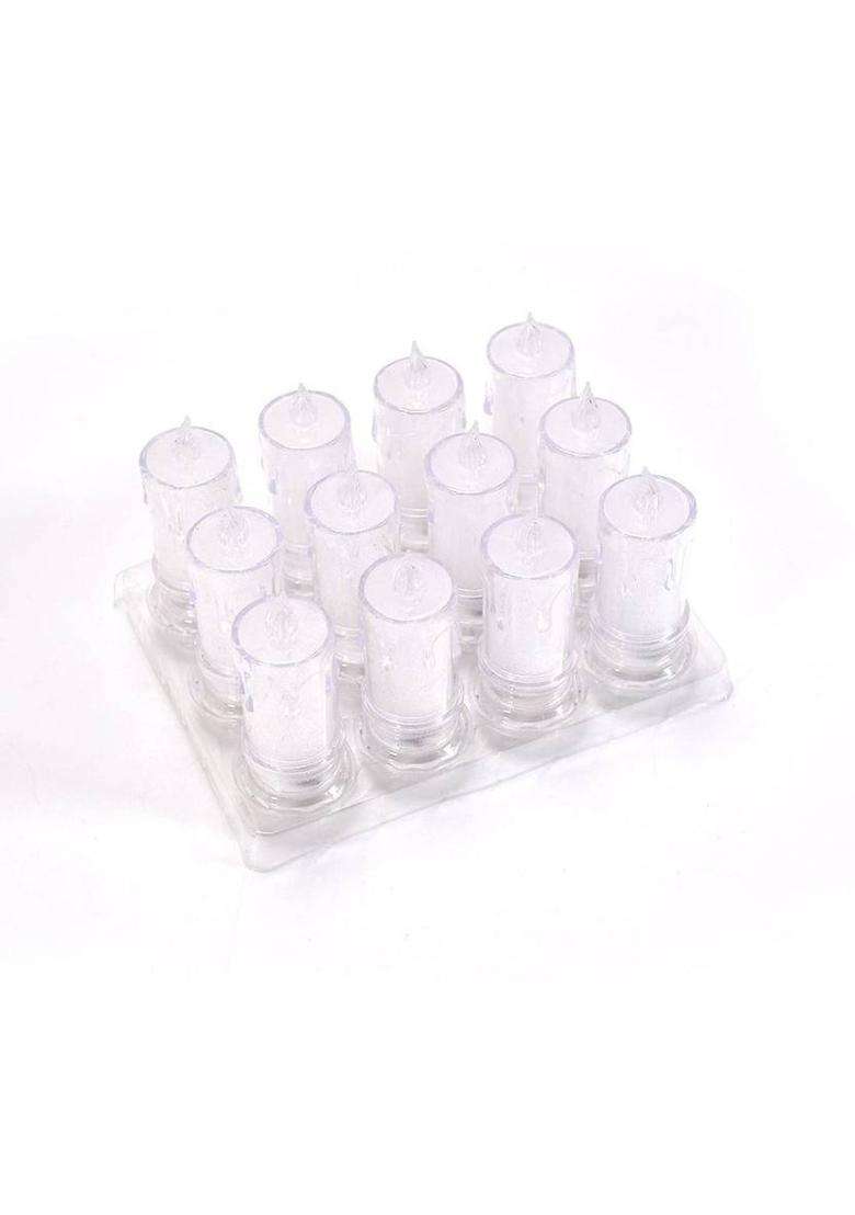 DeoDap Big Flameless Melted Design Candle Set Perfect for Diwali Decoration Candle(White Pack of 1) - Indya