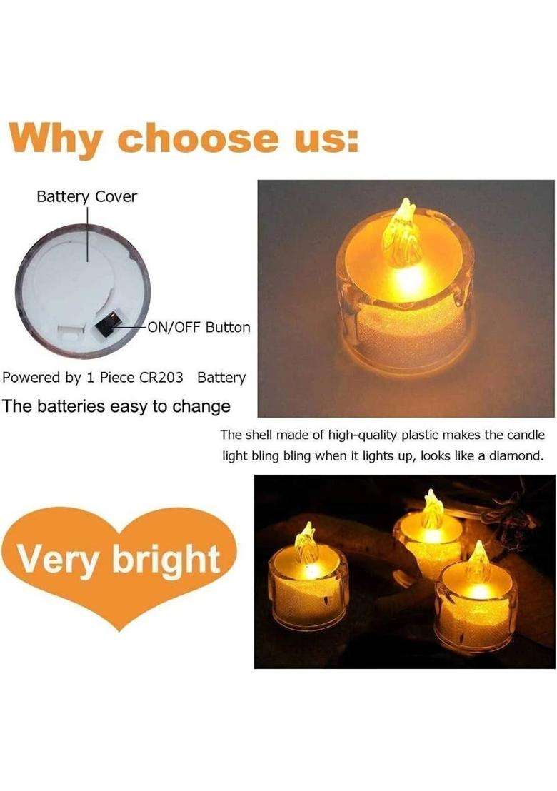 True Dcor Flameless & Smokeless Transparent Acrylic Led Tea Light Candle Candle(Yellow Pack of 6) - Indya