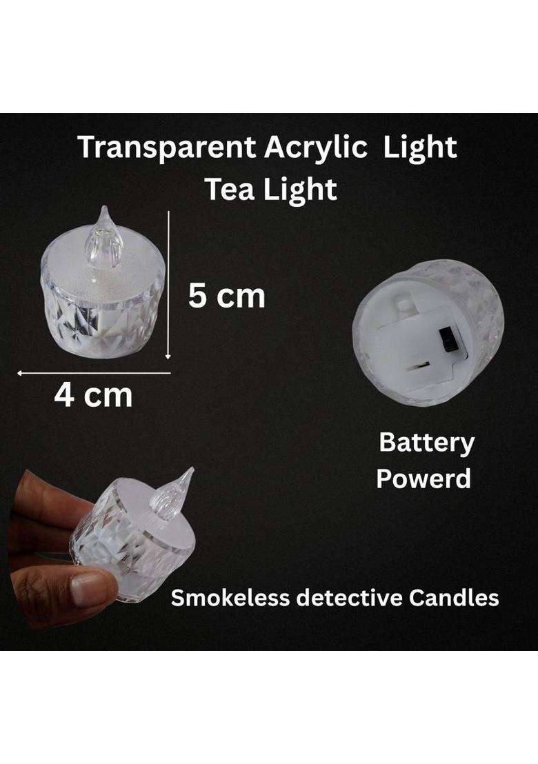 CUbeVentures Crystal Glow LED Diya Candle(Silver Pack of 6) - Indya