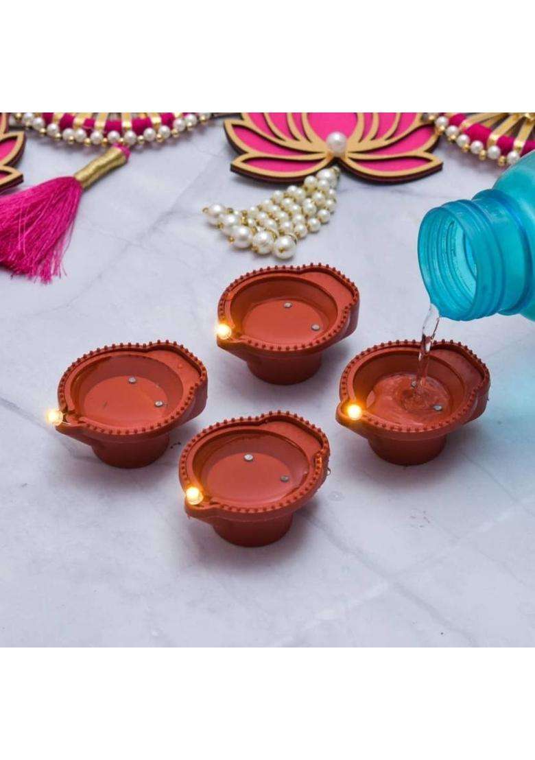 YAROH Water Sensor Diyas Electric Flameless LED Candle Light for Home Dcor/DiwaliC420 Candle(Brown Pack of 6) - Indya