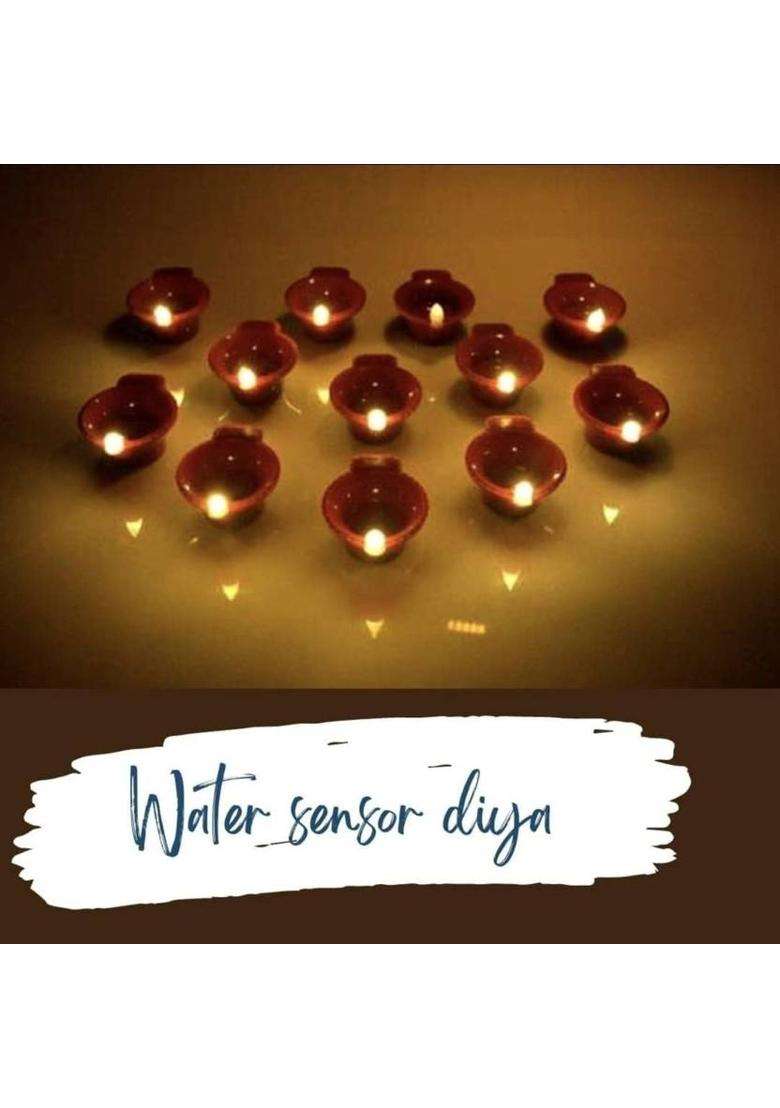 YAROH Water Sensor Diyas Electric Flameless LED Candle Light for Home Dcor/DiwaliC420 Candle(Brown Pack of 6) - Indya