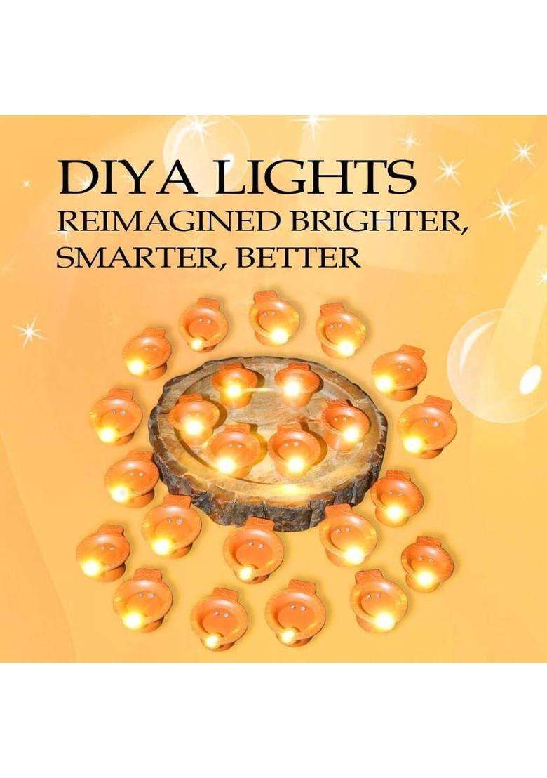 Ryme Water Sensor Led Diyas E-Diya Last for 15 Hours Plastic (Pack of 12) Table Diya(Height 1 inch) - Indya