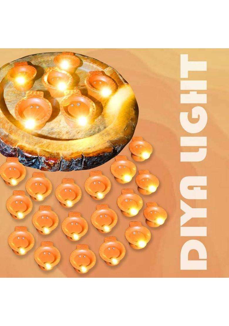 Ryme Water Sensor Led Diyas E-Diya Last for 15 Hours Plastic (Pack of 12) Table Diya(Height 1 inch) - Indya