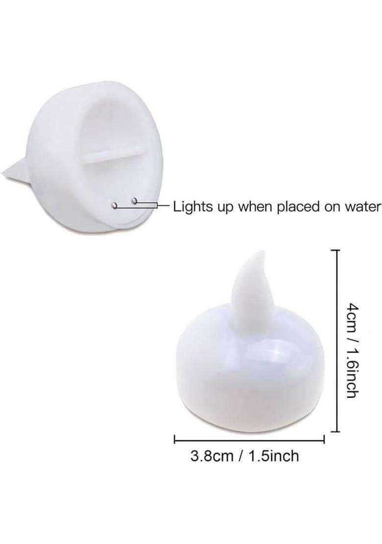 family feves Water Sensor LED Tealight Diyas Flameless Floating Candles for Diwali Plastic (Pack of 6) Table Diya Set(Height 1.5 inch) - Indya