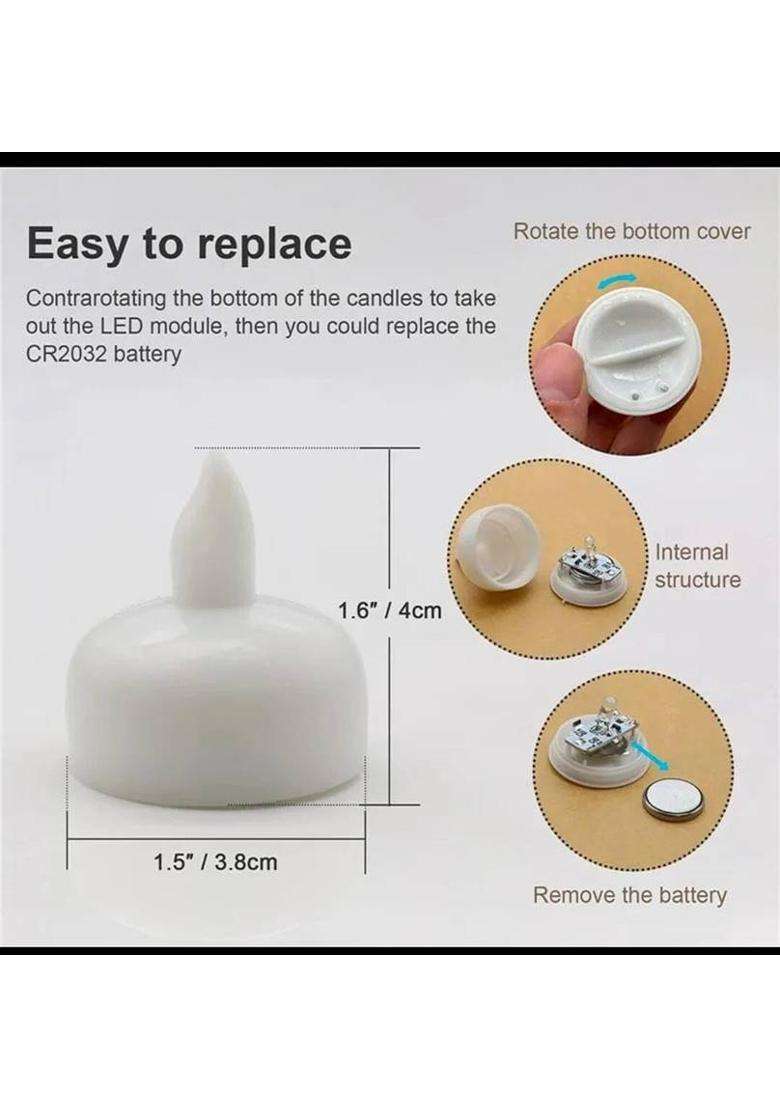 family feves Water Sensor LED Tealight Diyas Flameless Floating Candles for Diwali Plastic (Pack of 6) Table Diya Set(Height 1.5 inch) - Indya