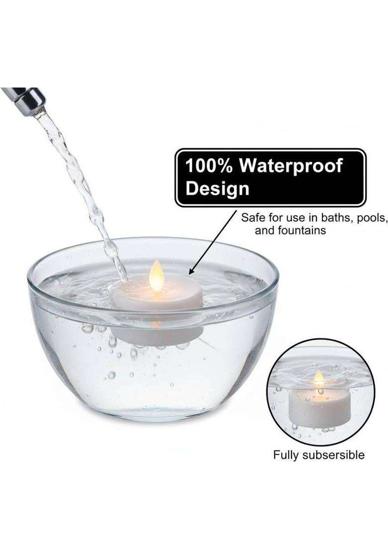 family feves Water Sensor LED Tealight Diyas Flameless Floating Candles for Diwali Plastic (Pack of 6) Table Diya Set(Height 1.5 inch) - Indya