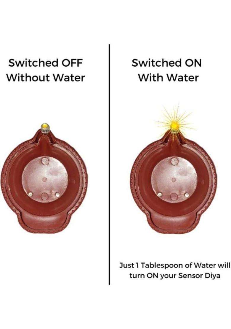 SHIVTRADRE Plastic Diwali Water Sensor Floating Led Diya Pack Of 12 Plastic (Pack of 6) Table Diya Set(Height 11 inch) - Indya