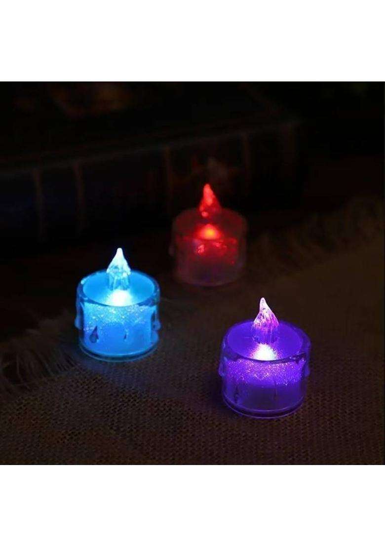True Dcor Flameless & Smokeless Transparent Acrylic Multi Led Tea Light Candle Candle(Multicolor Pack of 12) - Indya