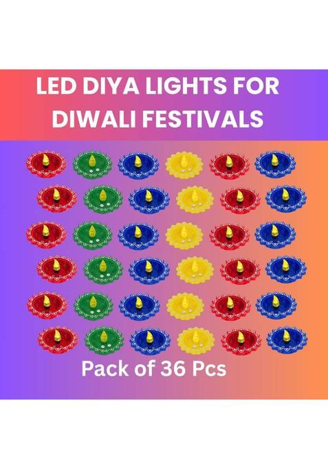 Guggu Water Sensor LED Light Diya Flameless Tea Light for Diwali & Home DecorationX425 Plastic (Pack of 36) Table Diya Set(Height 2 inch)