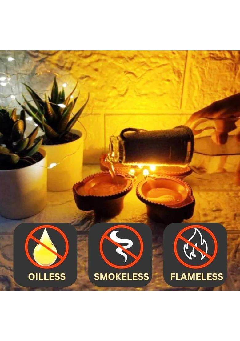 Daiwik Led Smokeless and Flameless Diya Light With Liquid Sensor Plastic (Pack of 48) Table Diya Set(Height 1.5 inch) - Indya