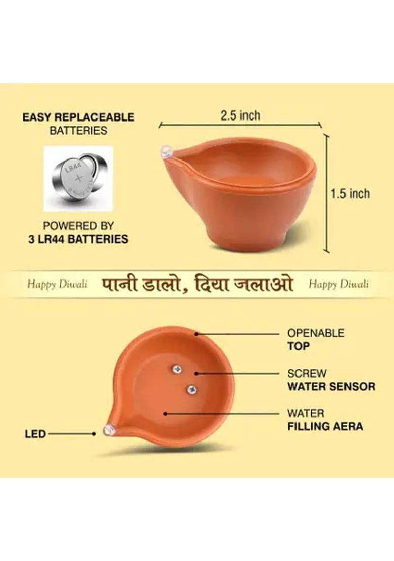 Daiwik Led Smokeless and Flameless Diya Light With Liquid Sensor Plastic (Pack of 48) Table Diya Set(Height 1.5 inch) - Indya