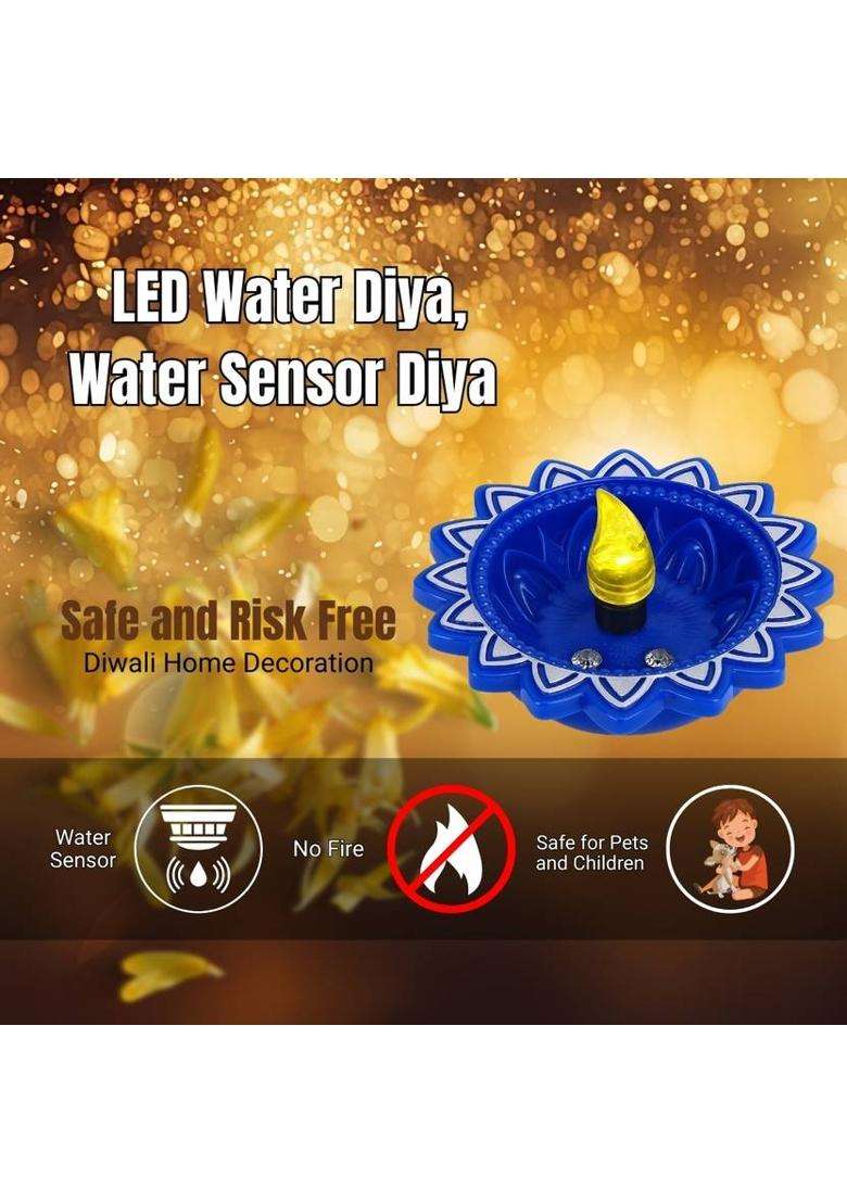 Guggu Water Sensor LED Light Diya Flameless Tea Light for Diwali & Home DecorationZ322 Plastic (Pack of 24) Table Diya Set(Height 2 inch) - Indya