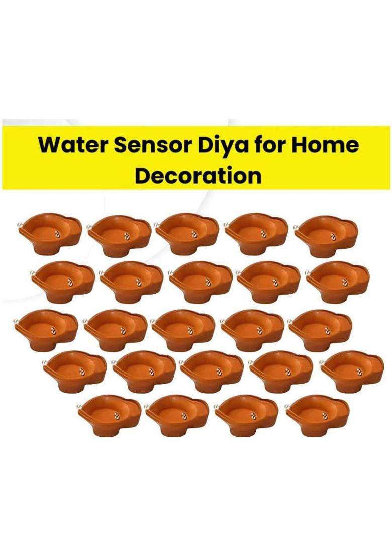 Guggu LED Water Diya Water Sensor Diya for Diwali Festival Home & Office DcorPS140 Plastic (Pack of 24) Table Diya Set(Height 2 inch) - Indya
