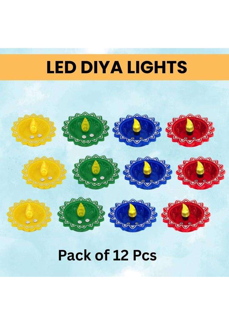 Frony Water Sensor LED Light Diya Flameless Tea Light for Diwali & Home DecorationC375 Plastic (Pack of 12) Table Diya Set(Height 2 inch) - Indya