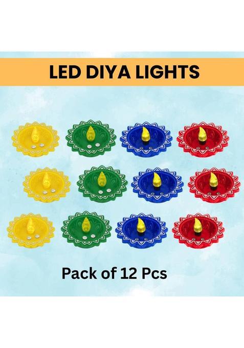 Frony Water Sensor LED Light Diya Flameless Tea Light for Diwali & Home DecorationC375 Plastic (Pack of 12) Table Diya Set(Height 2 inch)