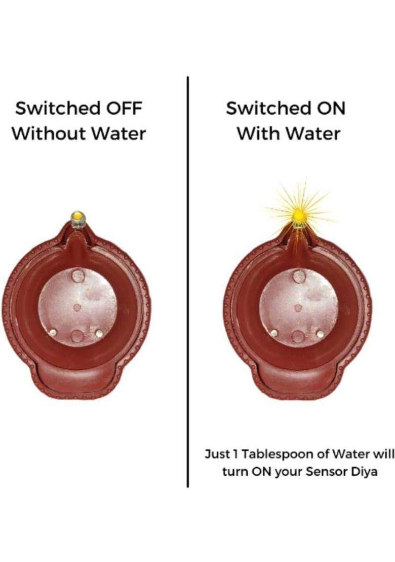 Guggu LED Water Diya Water Sensor Diya for Diwali Festival Home & Office DcorPA490 Plastic (Pack of 24) Table Diya Set(Height 2 inch) - Indya