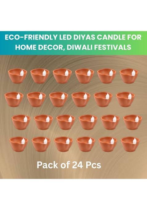 SACRO LED Water Diya Water Sensor Diya for Diwali Festival Home & Office DcorQE201 Plastic (Pack of 24) Table Diya Set(Height 2 inch)