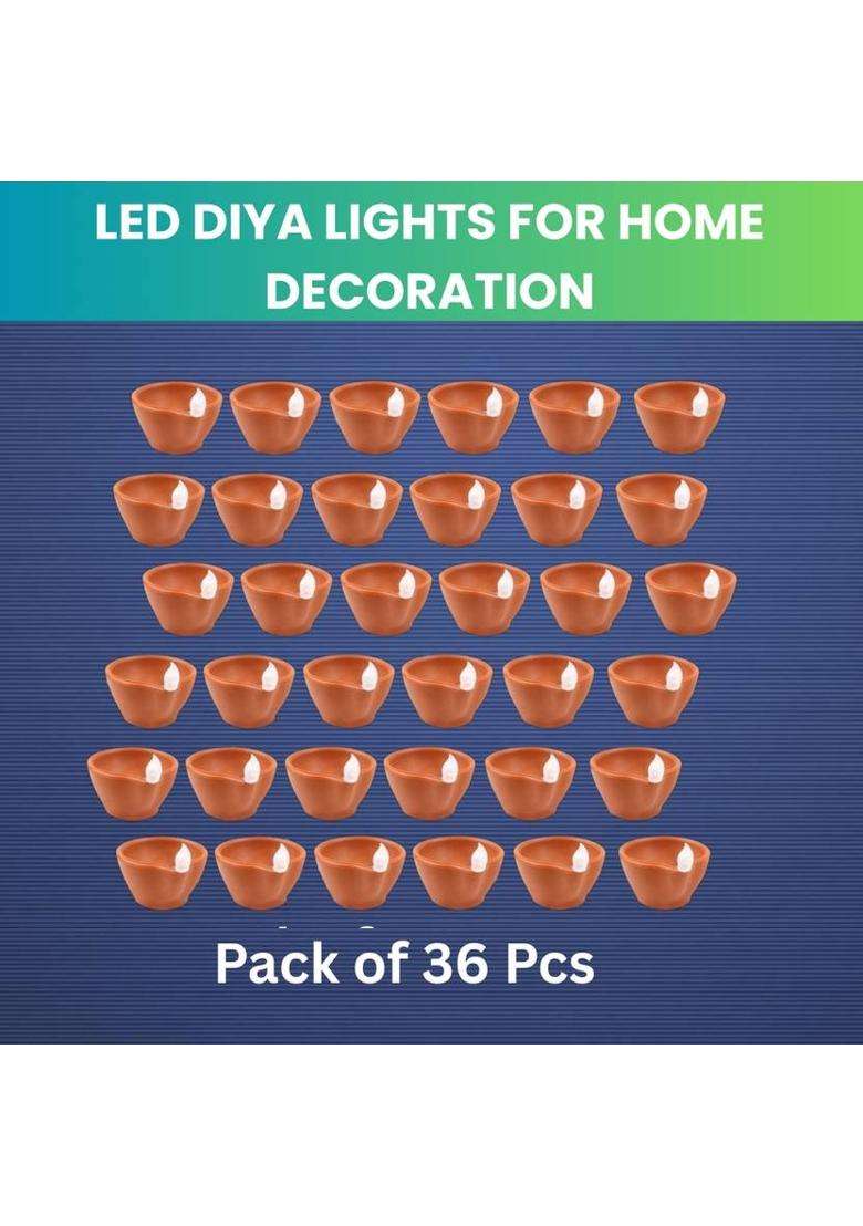 SACRO LED Water Diya Water Sensor Diya for Diwali Festival Home & Office DcorZW440 Plastic (Pack of 36) Table Diya Set(Height 2 inch) - Indya