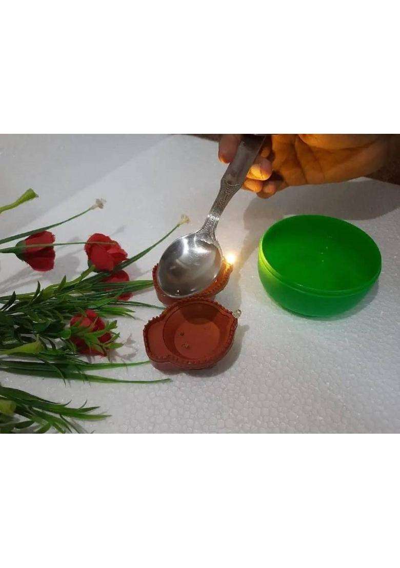Raga Plus Water Sensor Led Diya Candle E-Diya Warm Orange Light Led Candles for diwali Plastic (Pack of 12) Table Diya Set(Height 2.5 inch) - Indya