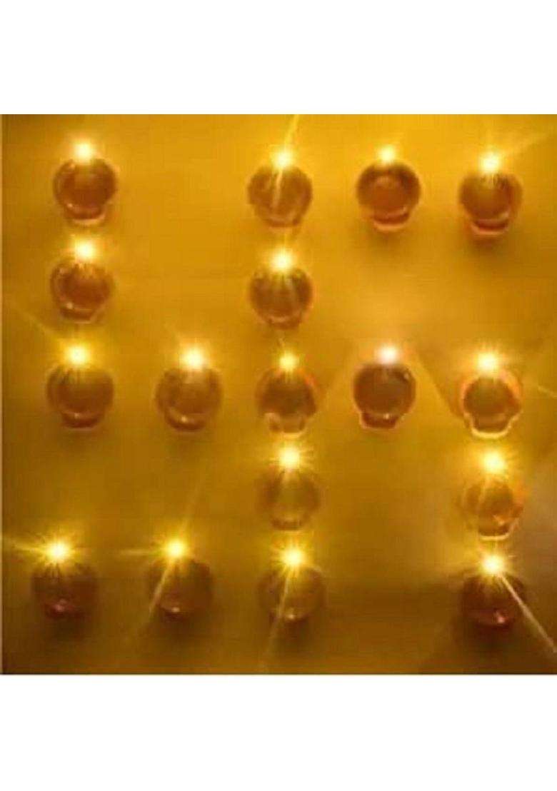 Raga Plus Water Sensor Led Diya Candle E-Diya Warm Orange Light Led Candles for diwali Plastic (Pack of 12) Table Diya Set(Height 2.5 inch) - Indya