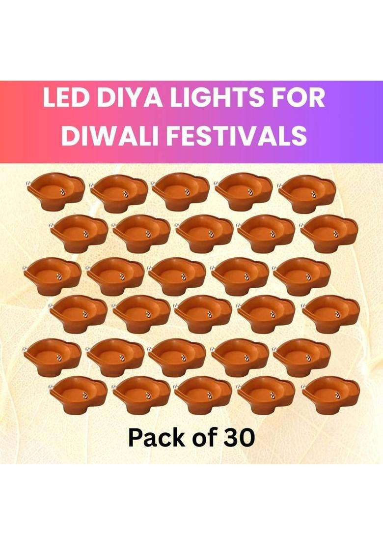 Guggu LED Water Diya Water Sensor Diya for Diwali Festival Home & Office DcorEF279 Plastic (Pack of 30) Table Diya Set(Height 2 inch) - Indya